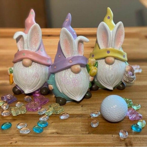 Set of 3 Easter Bunny ear gnomes Easter tiered tray Springtime decoration - Picture 9 of 12